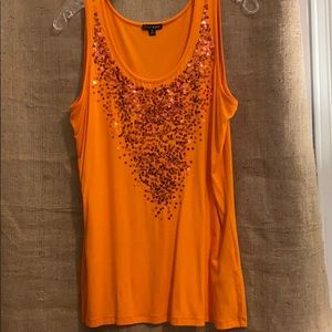 Sequined Orange tank top! Fun🧡!! 600 west brand.